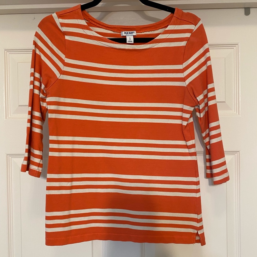 Old Navy Orange and cream striped tee